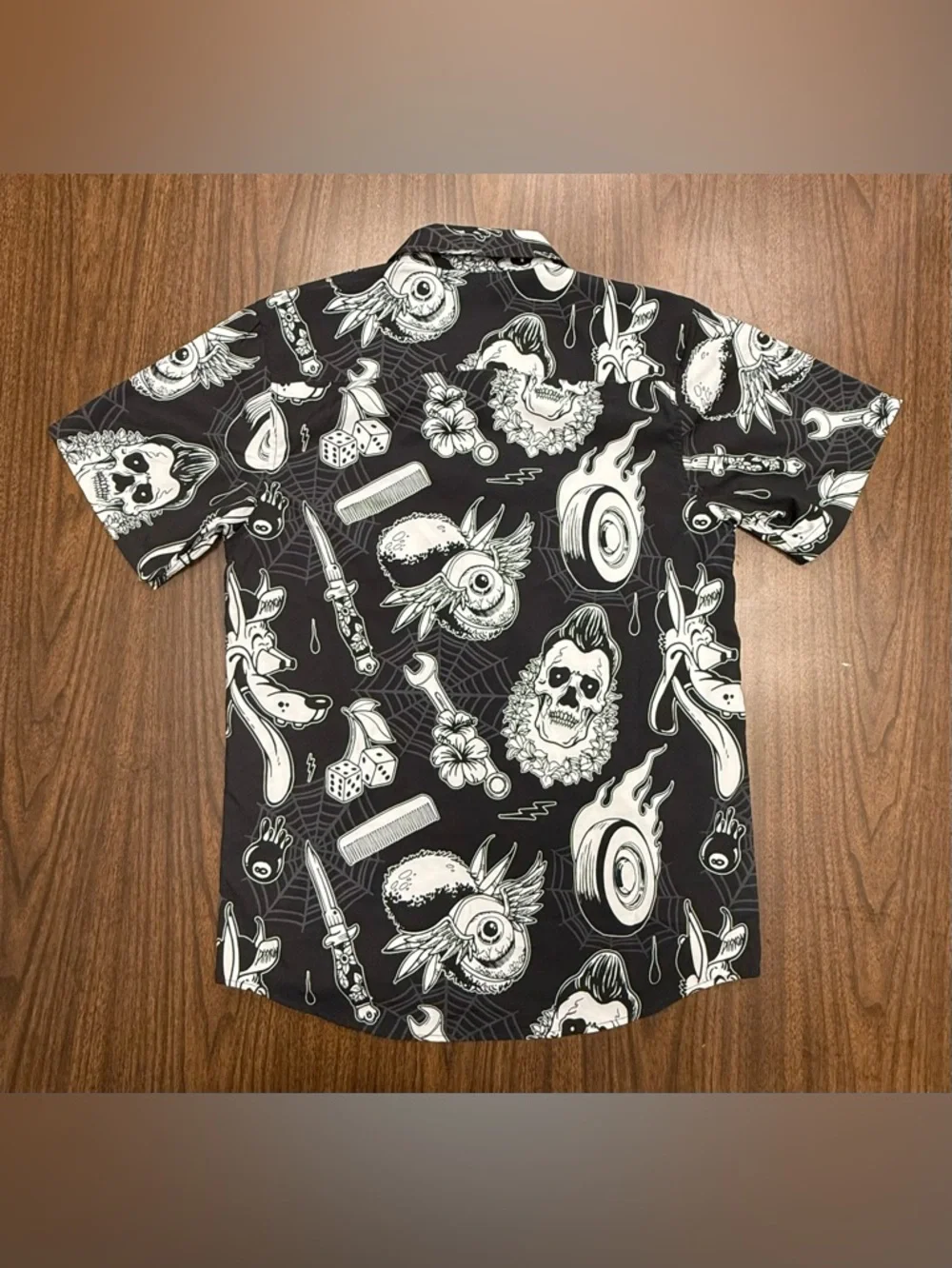 DIXXON “Rat Rod” Black & White Graphic Button-Down Shirt - Picture 7 of 8